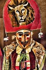 Personaje del  Peliqueiro, en el Carnaval de Laza, en Orense, Galicia
