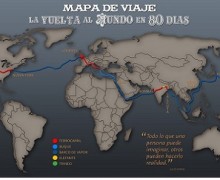 Mapa Vuelta al Mundo en 80 días de Verne