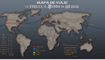 Mapa Vuelta al Mundo en 80 días de Verne
