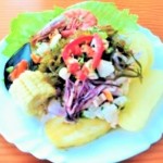 Ceviche peruano de pescado y mariscos: ceviche mixto