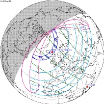 Lugares por dónde pasa el eclipse de sol del 20 de Marzo de 2015 - Predicción de Fred Espenak, NASA's GSFC