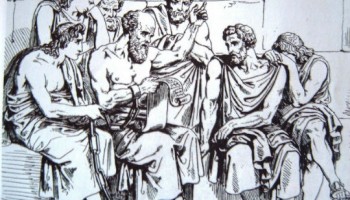 Socrates y sus discipulos grabado segun pintura de Pinelli