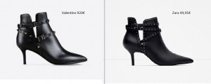 Botines Rockstud Noir Valentino vs. Botines tachuelas Zara