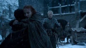 Abrazo Jon Nieve Sansa Stark