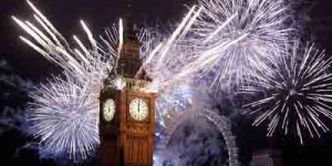 El Big Ben y el London Eye en Nochevieja