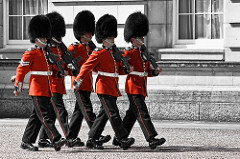 Todos los días de mayo a julio a las 11:30 horas se puede contemplar el bello espectáculo del cambio de guardia en el palacio real londinense